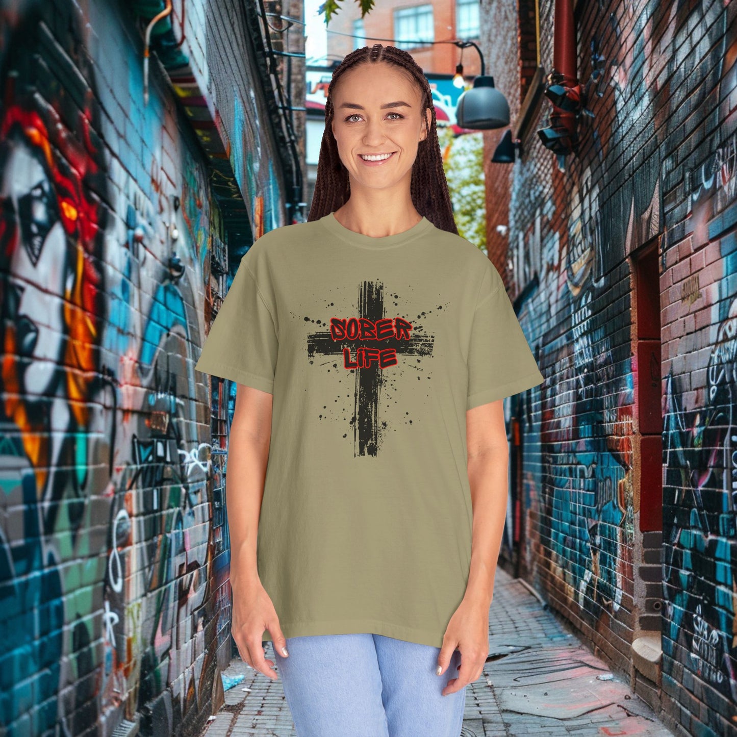 Sober Life Splatter Cross Tee