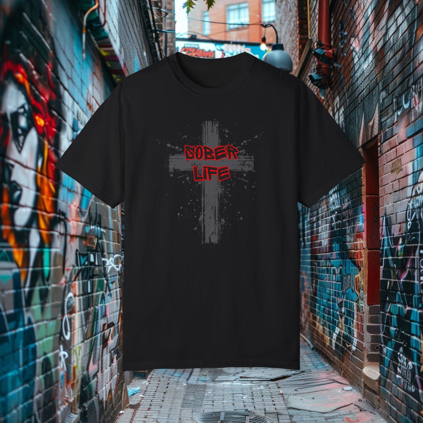 Sober Life Splatter Cross Tee