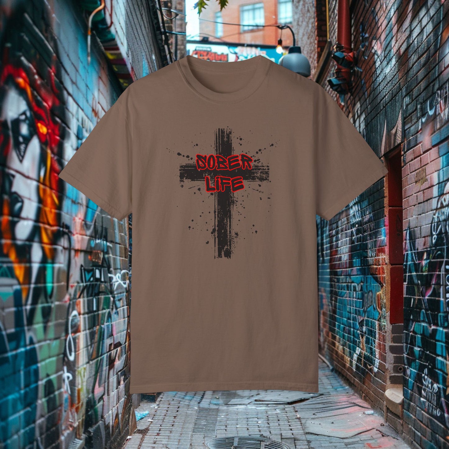 Sober Life Splatter Cross Tee