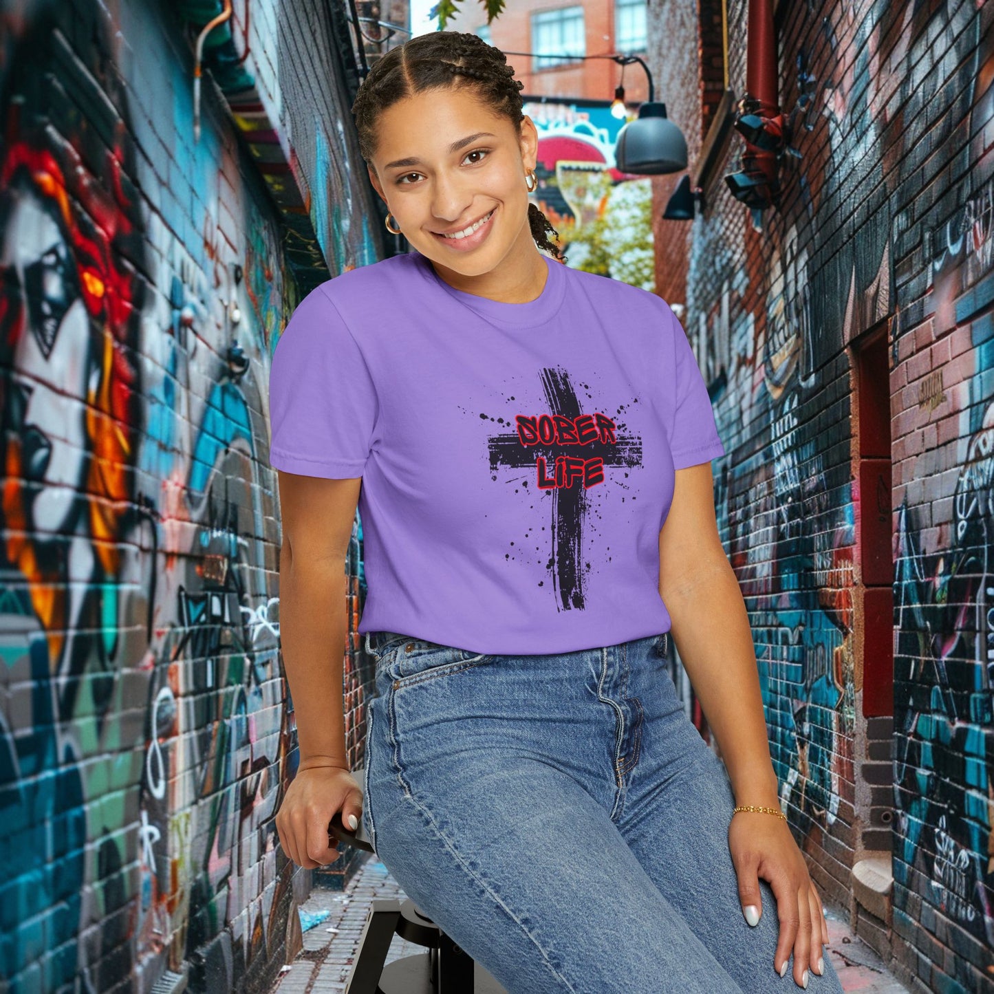 Sober Life Splatter Cross Tee