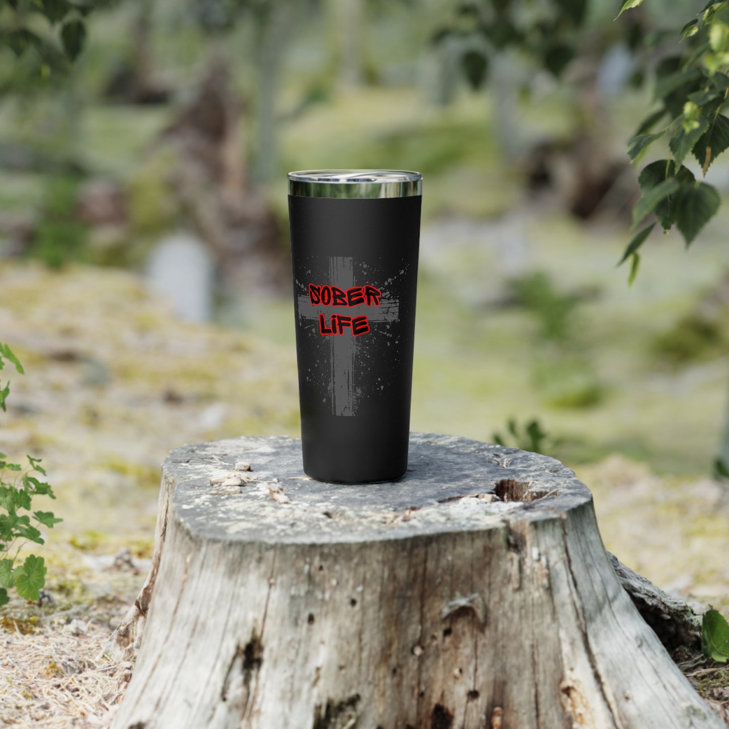 Sober Life Splatter Cross Tumbler