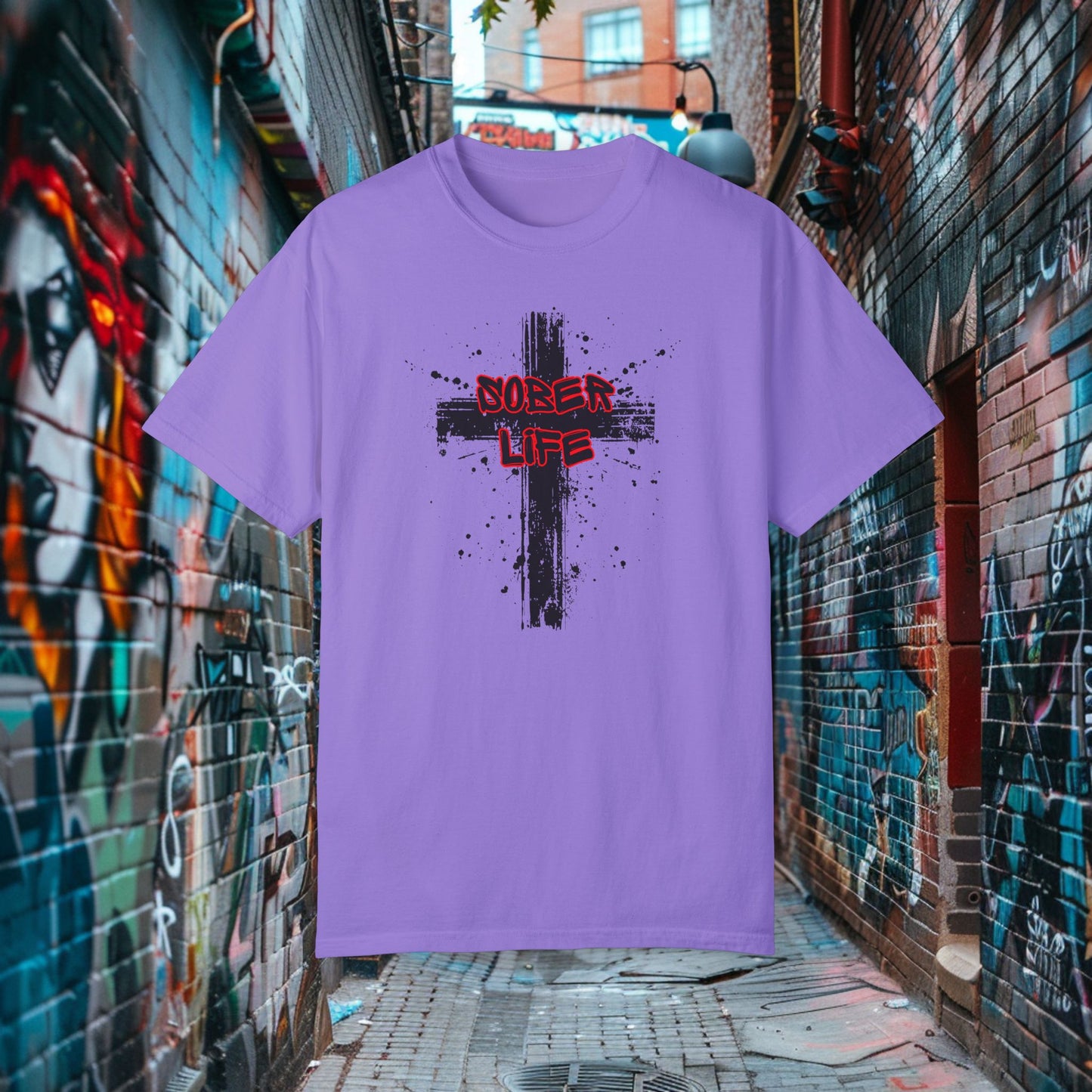 Sober Life Splatter Cross Tee