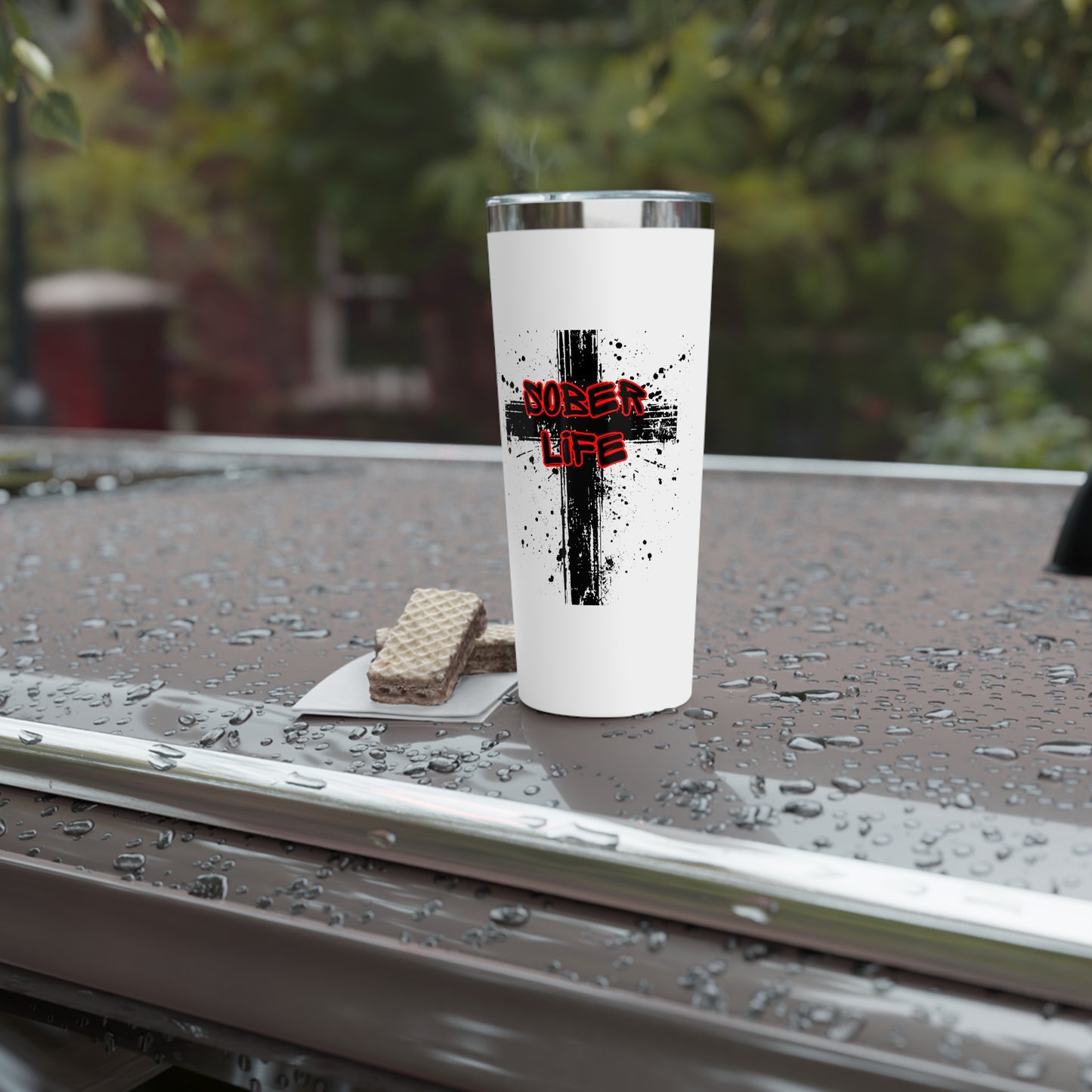 Sober Life Splatter Cross Tumbler