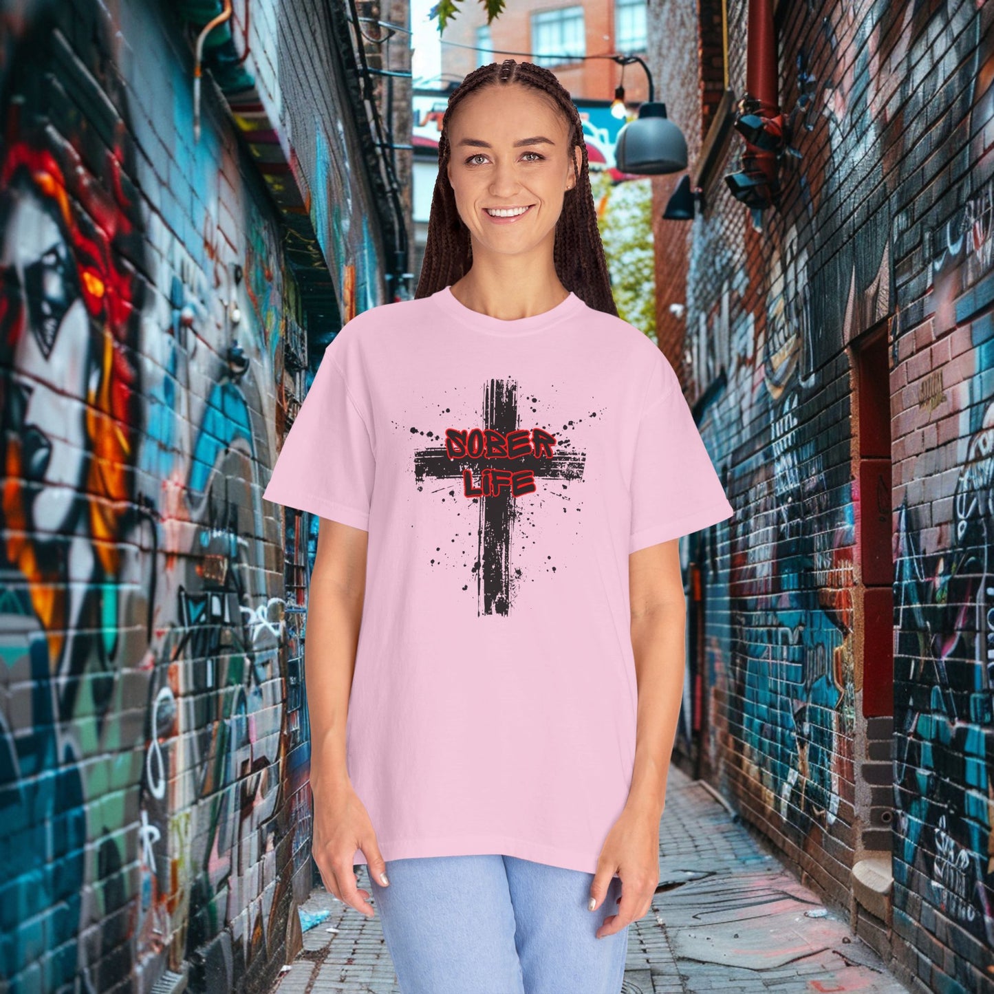 Sober Life Splatter Cross Tee