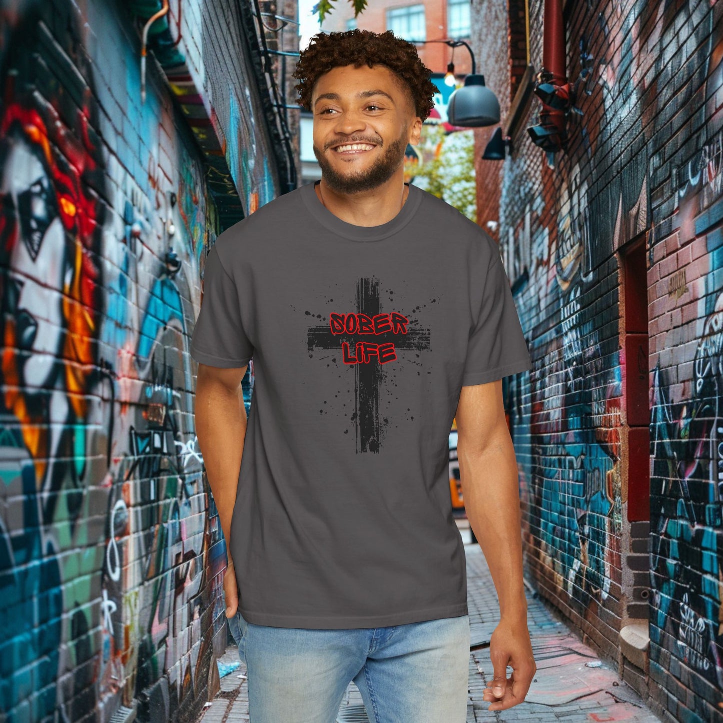 Sober Life Splatter Cross Tee