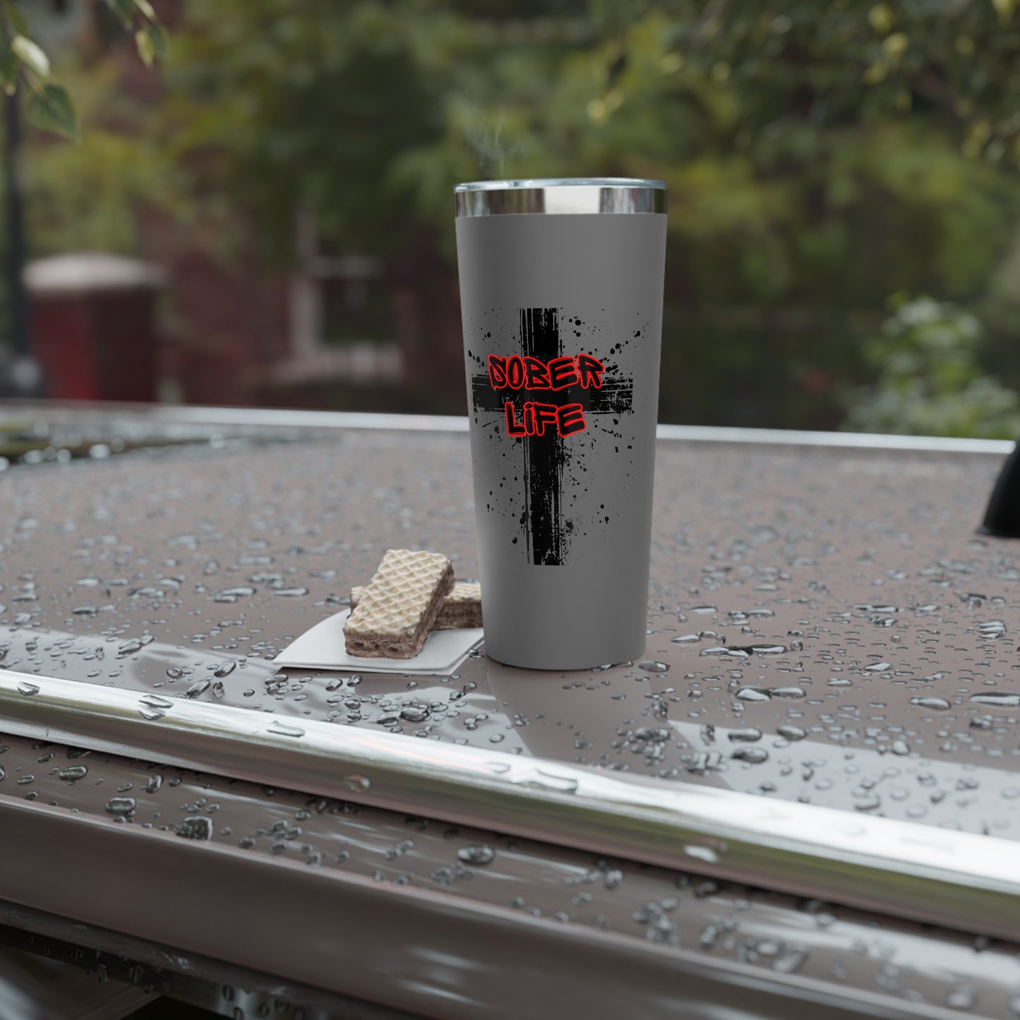 Sober Life Splatter Cross Tumbler