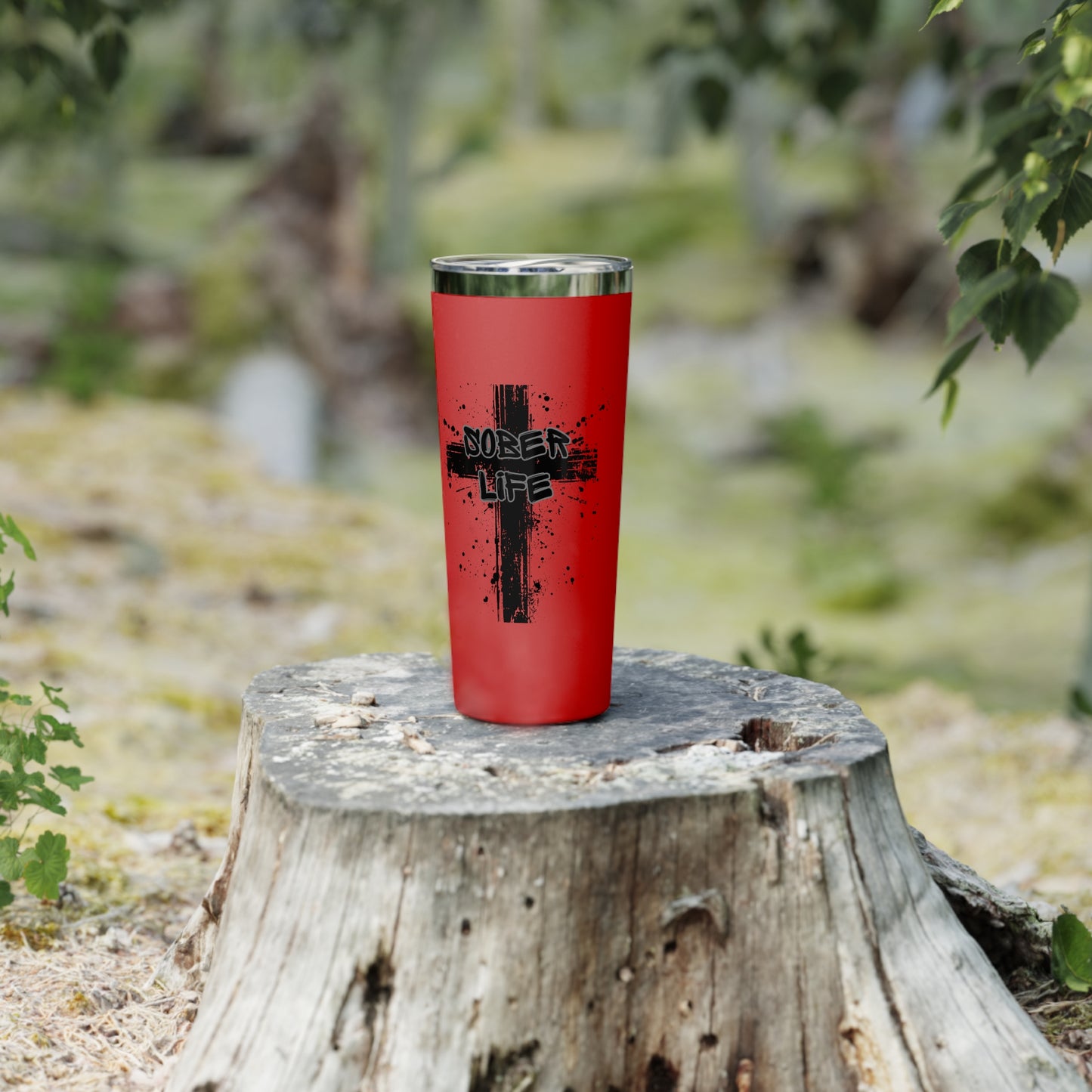 Sober Life Splatter Cross Tumbler