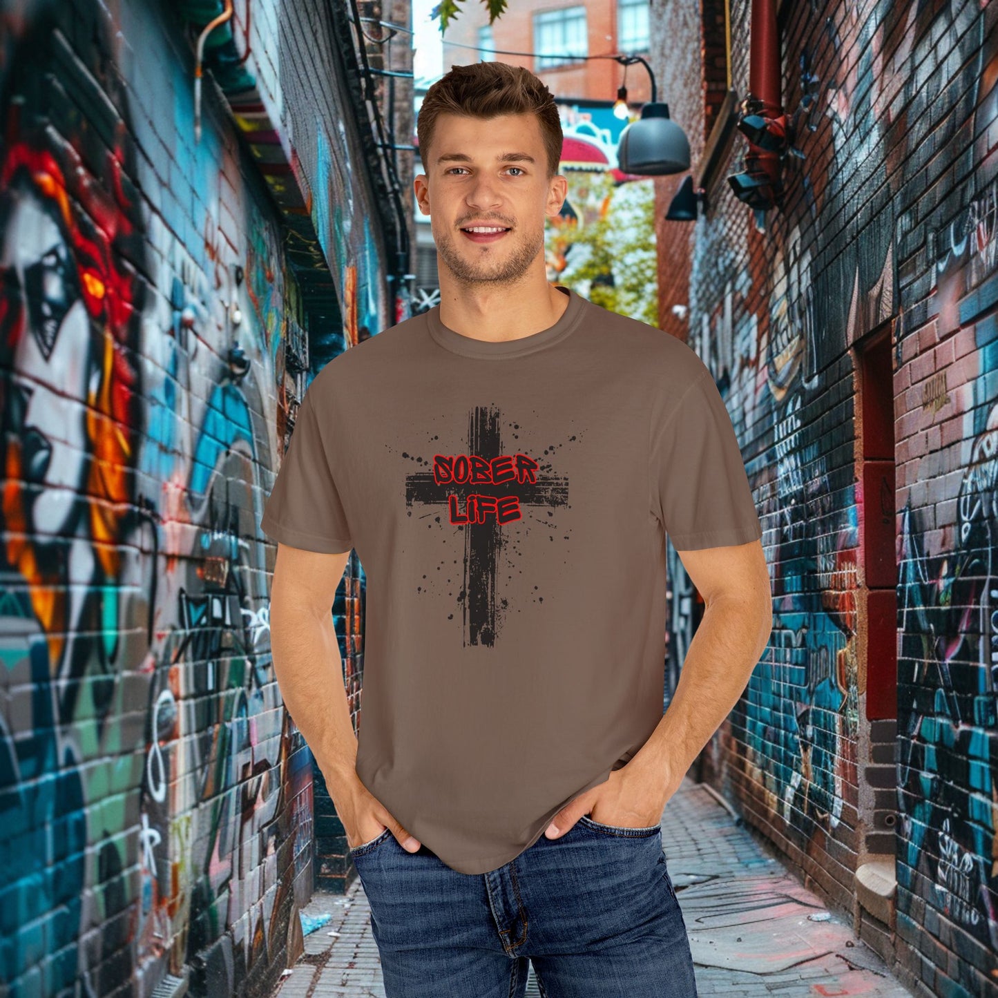 Sober Life Splatter Cross Tee