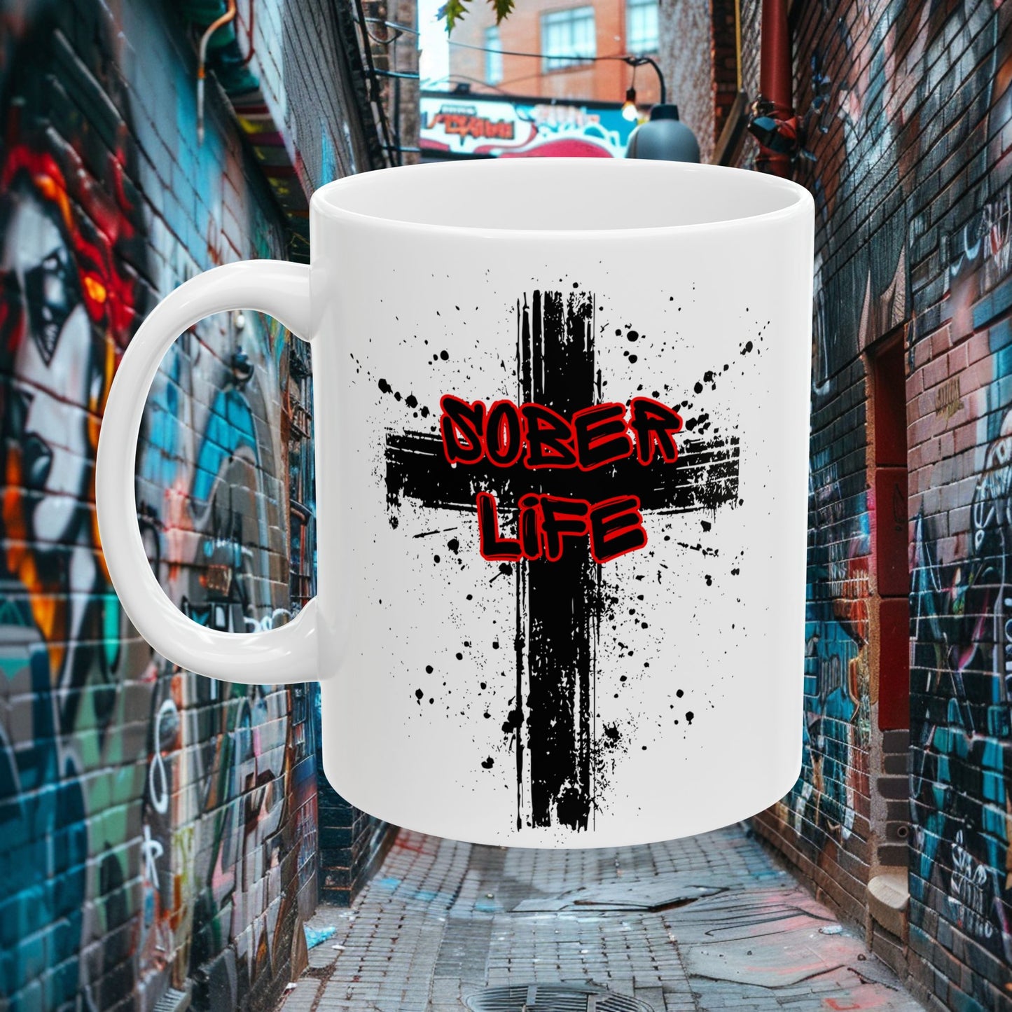 Sober Life Cross Ceramic Mug