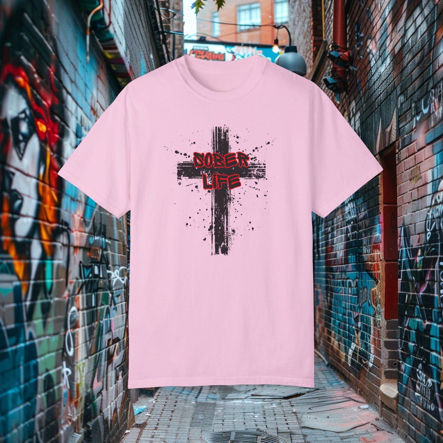 Sober Life Splatter Cross Tee