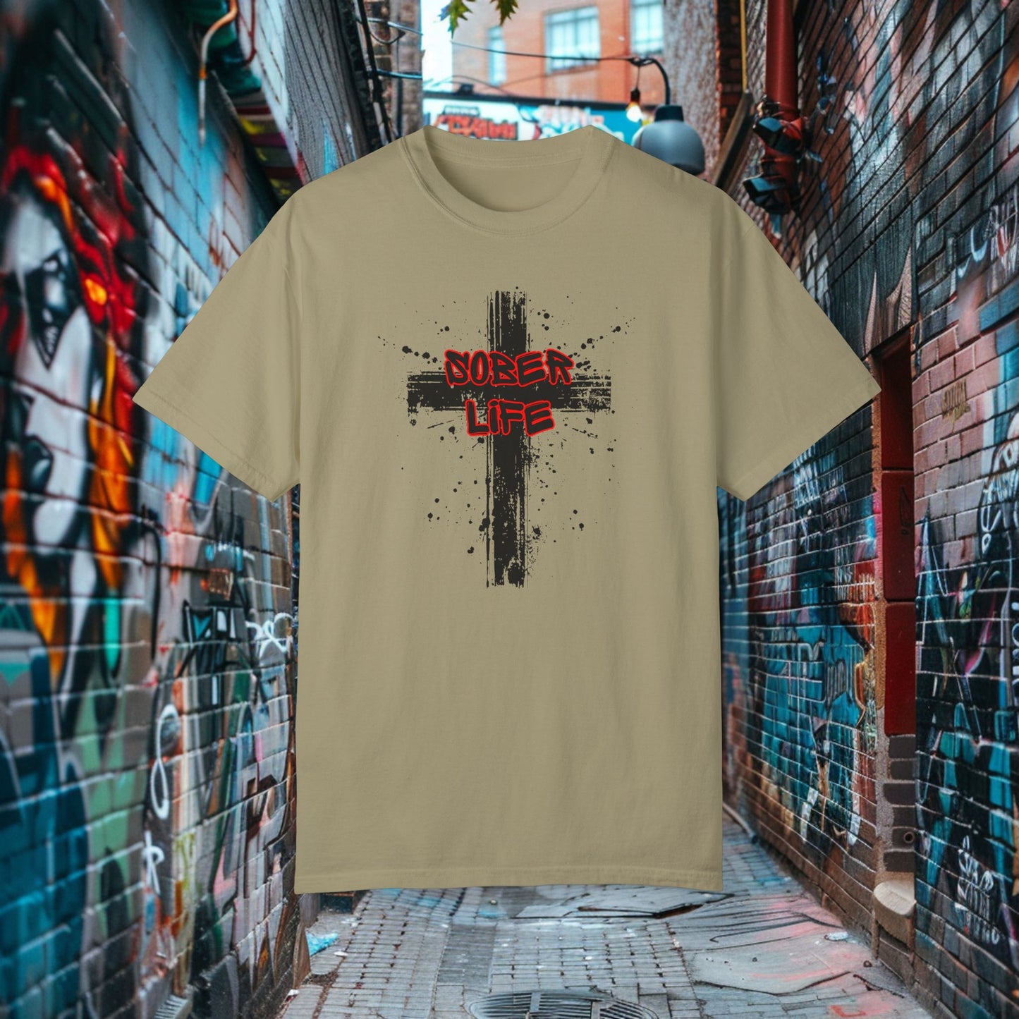 Sober Life Splatter Cross Tee