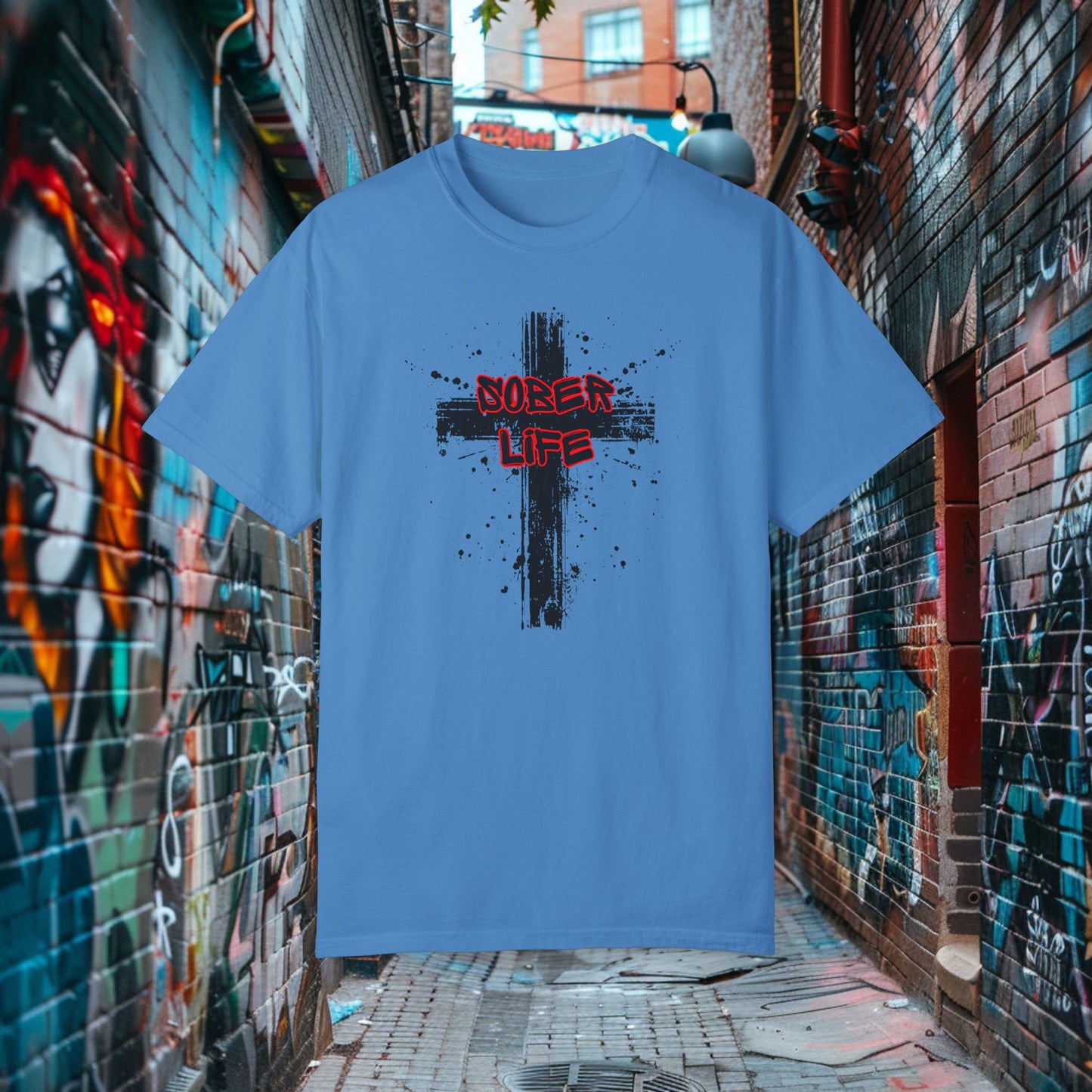 Sober Life Splatter Cross Tee