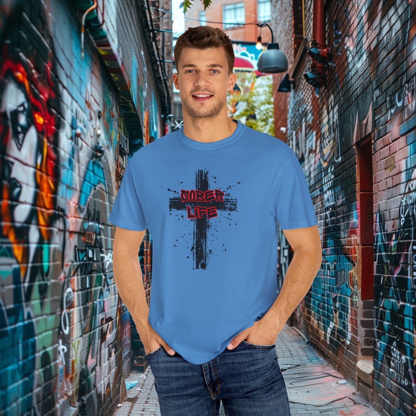Sober Life Splatter Cross Tee