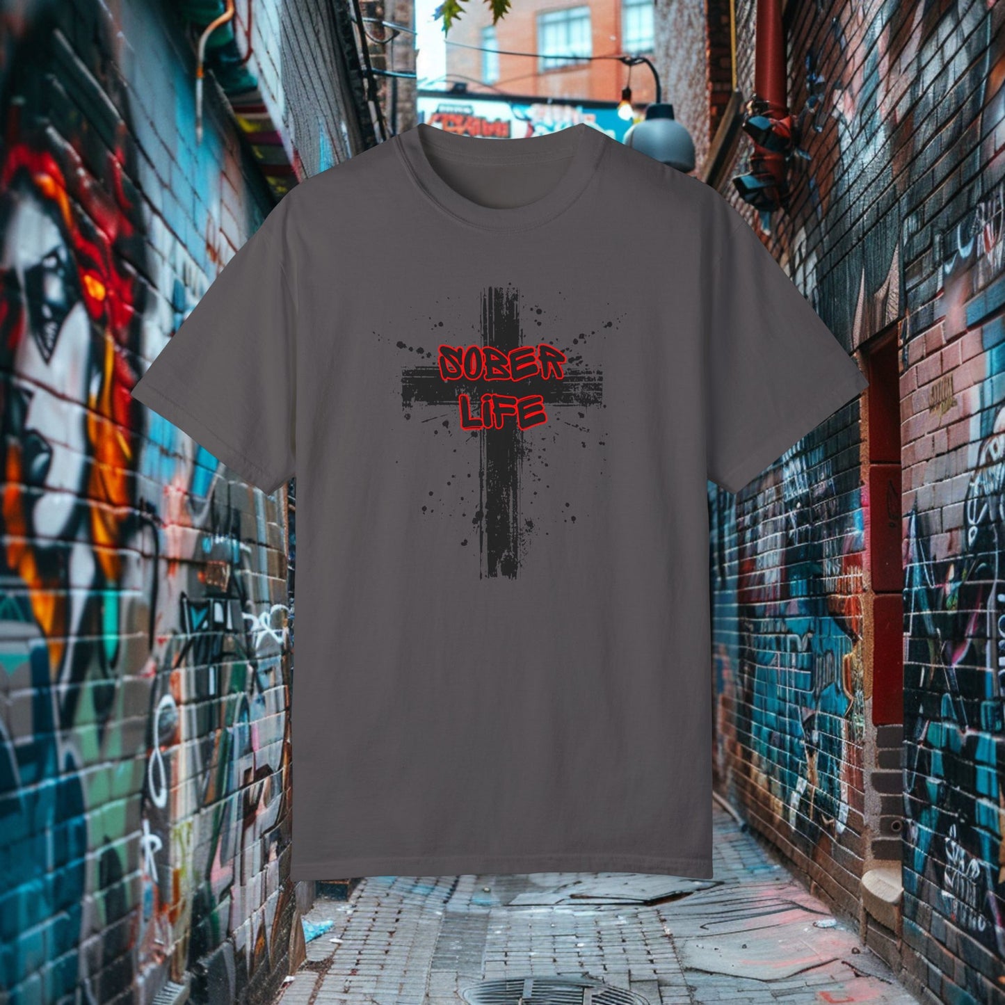 Sober Life Splatter Cross Tee
