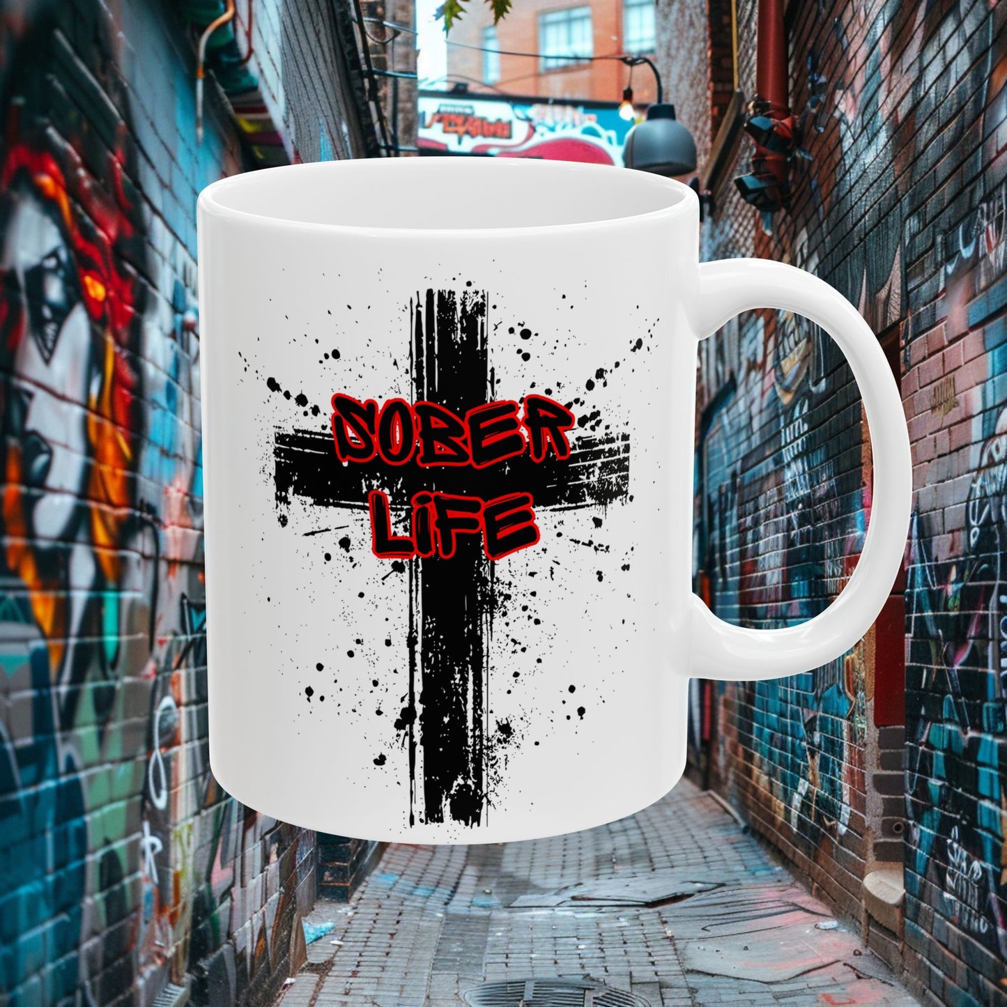 Sober Life Cross Ceramic Mug