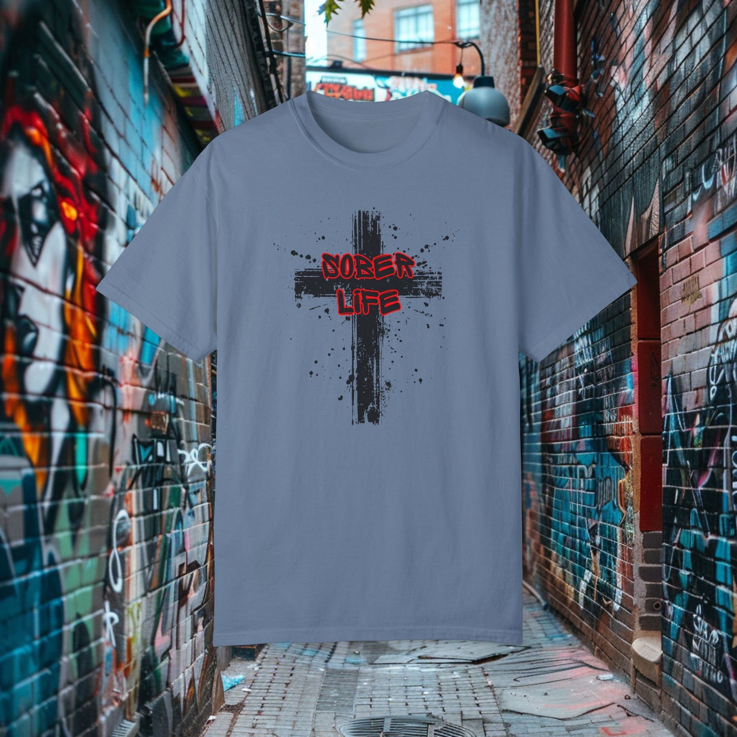 Sober Life Splatter Cross Tee