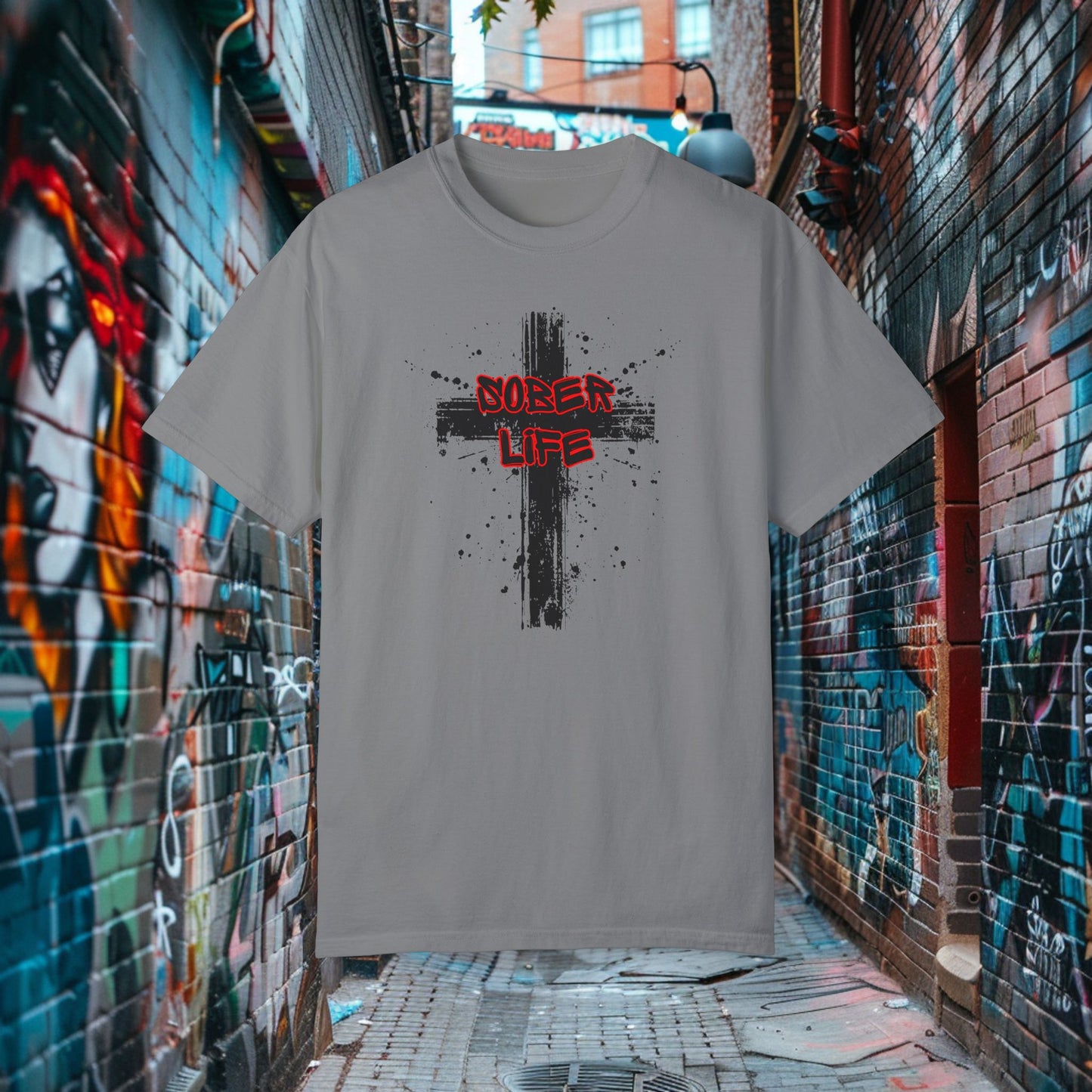 Sober Life Splatter Cross Tee
